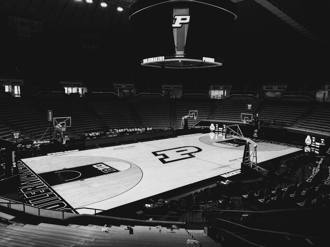 College basketball arena and court