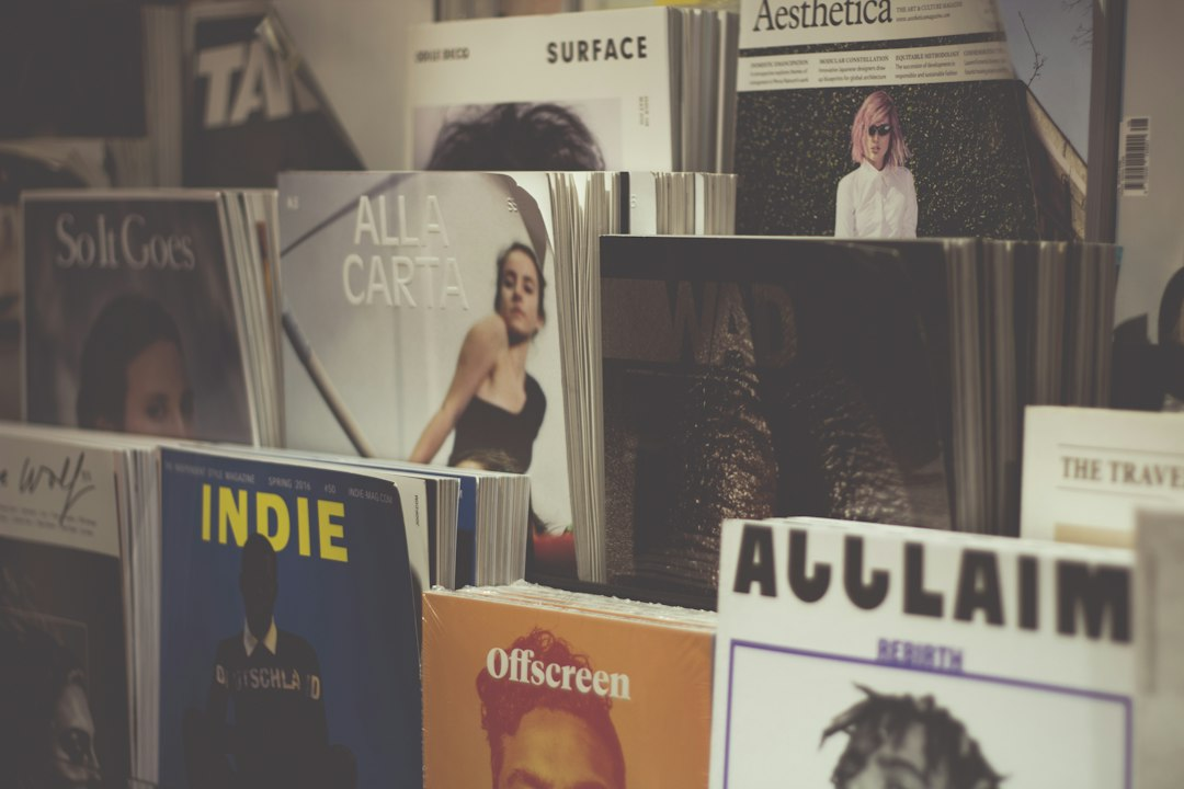 Colorful books and magazines representing a range of topics