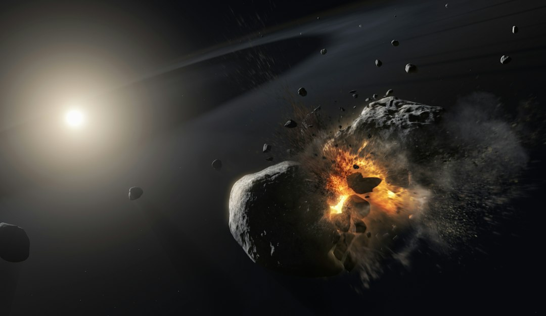 Artist illustration of bodies colliding in space