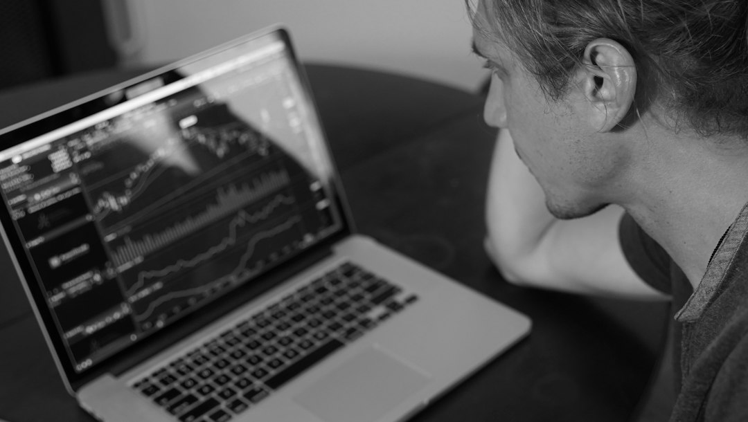 Person viewing financial charts on a computer screen
