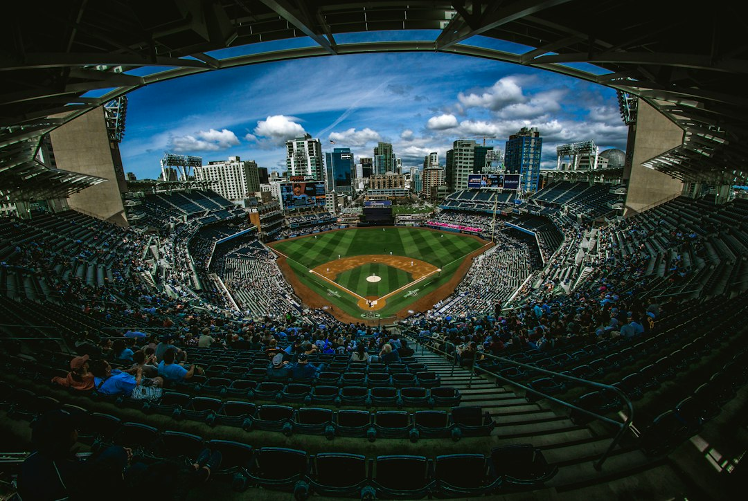 Baseball stadium filled with spectators