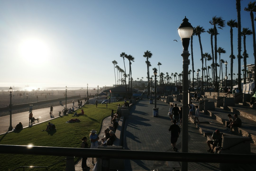People at a California beach during hot sunny weather