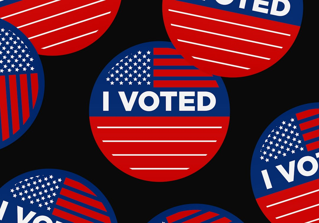 I voted sticker and voting materials at a U.S. polling place