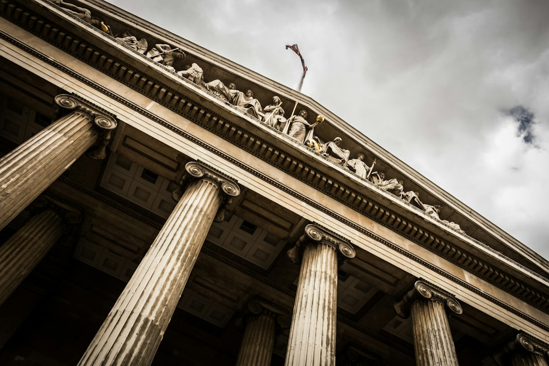 Stone courthouse facade with tall columns