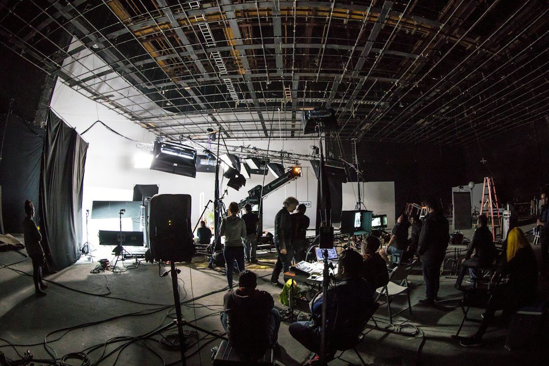 Film and television production studio with lighting equipment