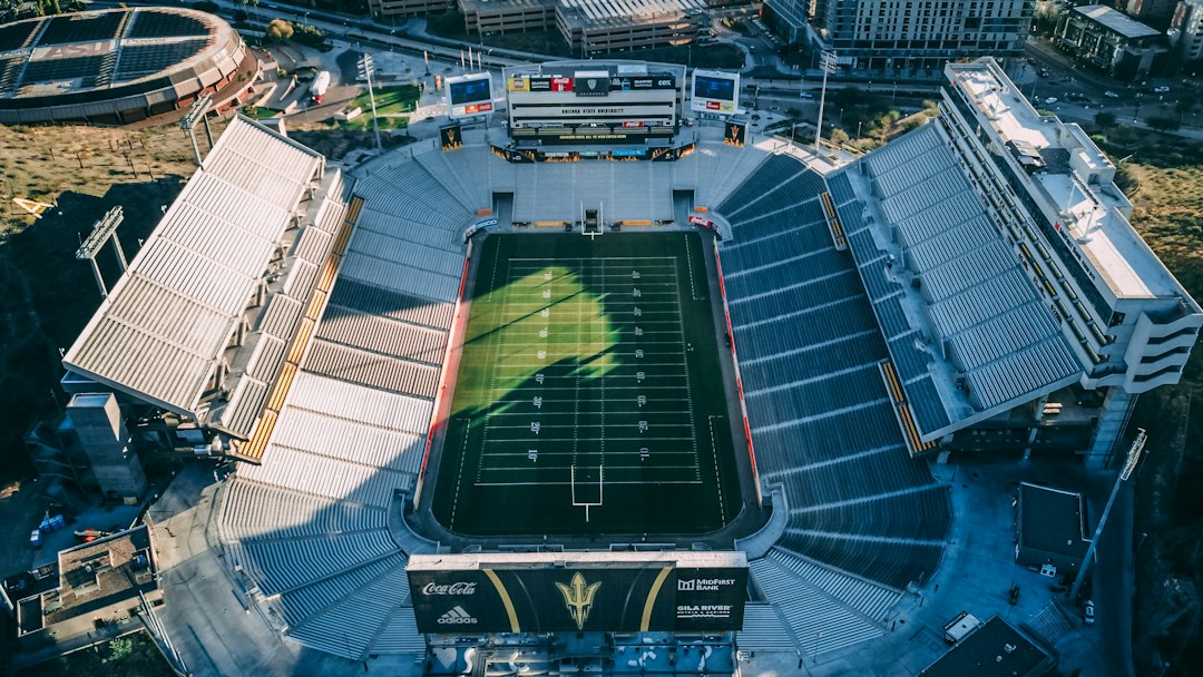 Illustrative aerial view of an American football field