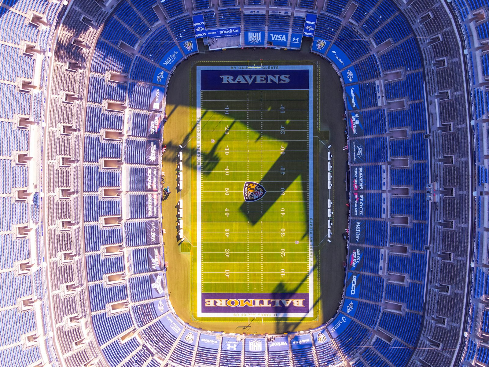 Aerial view of M and T Bank Stadium in Baltimore