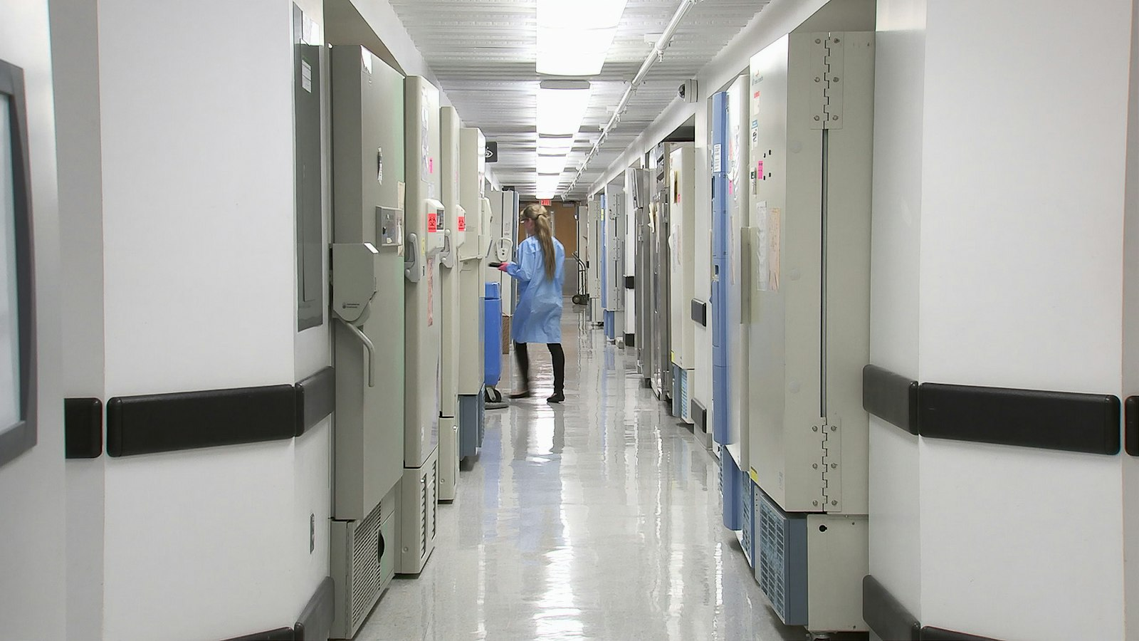Healthcare laboratory storage corridor illustrating medical record oversight