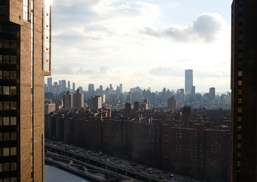 New York City skyline viewed from a tall building