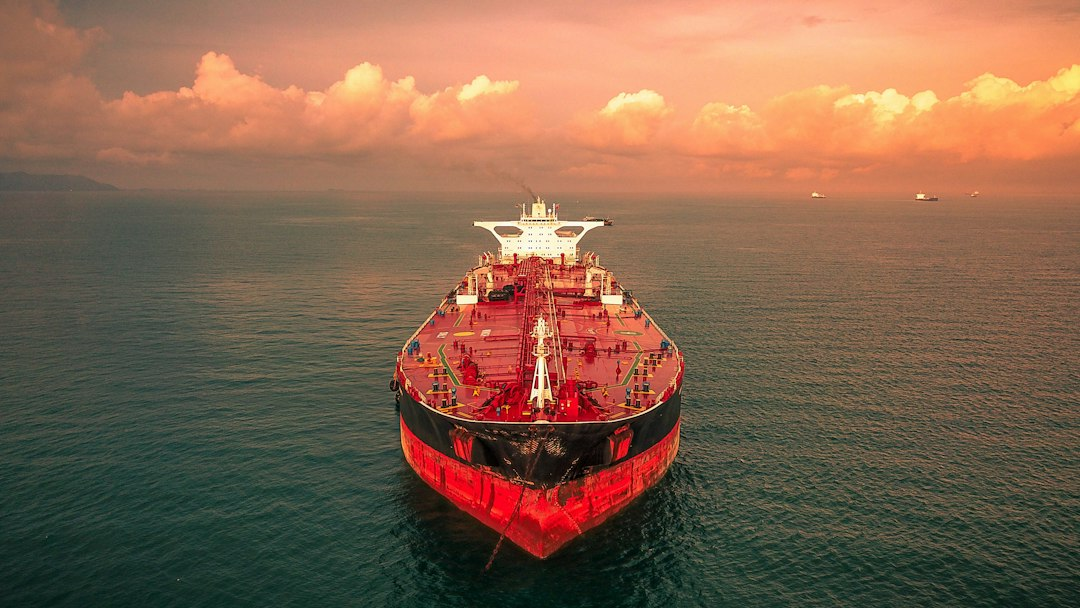 Oil tanker traveling across open water
