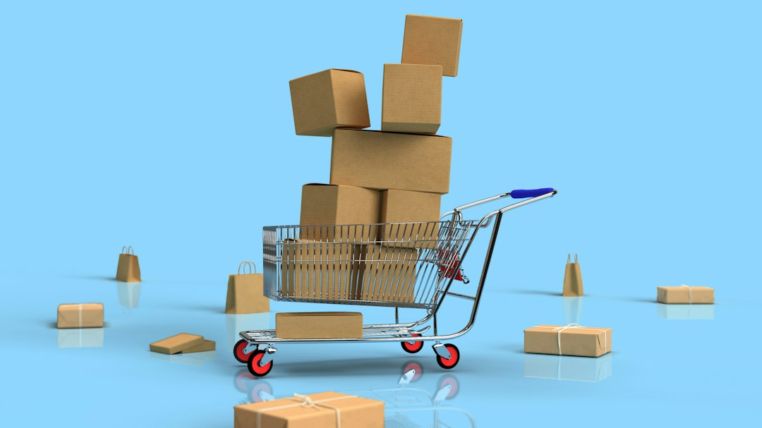 Small shopping cart representing online sale shopping