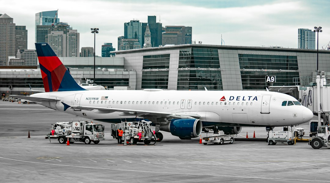 Passenger airplane parked at an airport