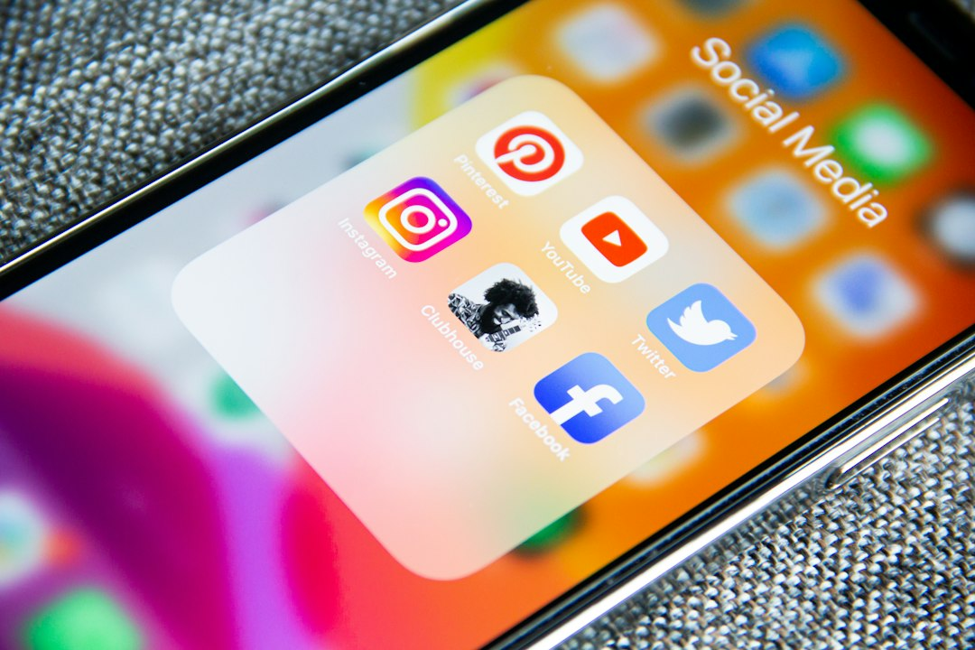 Smartphone displaying a grid of social media app icons