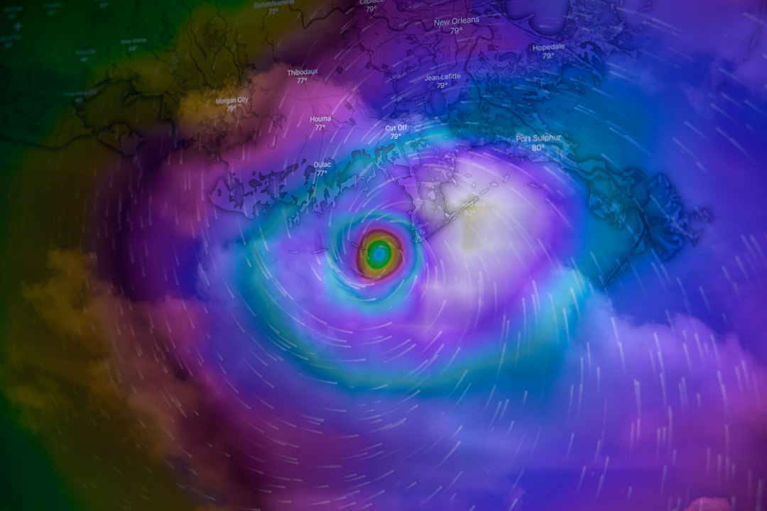 Illustrative hurricane viewed from above for Typhoon Nolo crossing the International Date Line