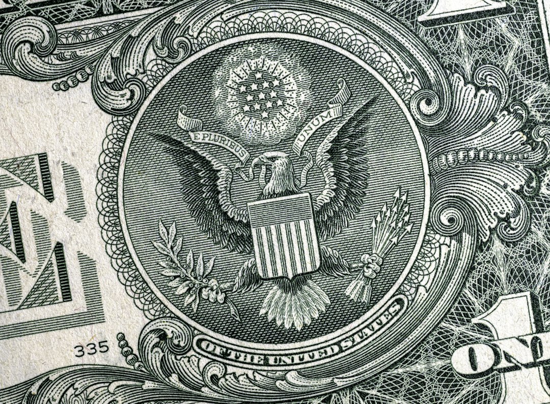 Close-up detail of a United States one-dollar bill