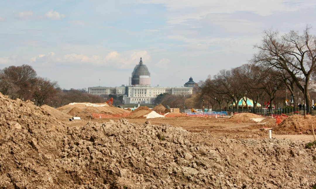 Scaffolding on a Washington government building during renovation; illustrative photograph